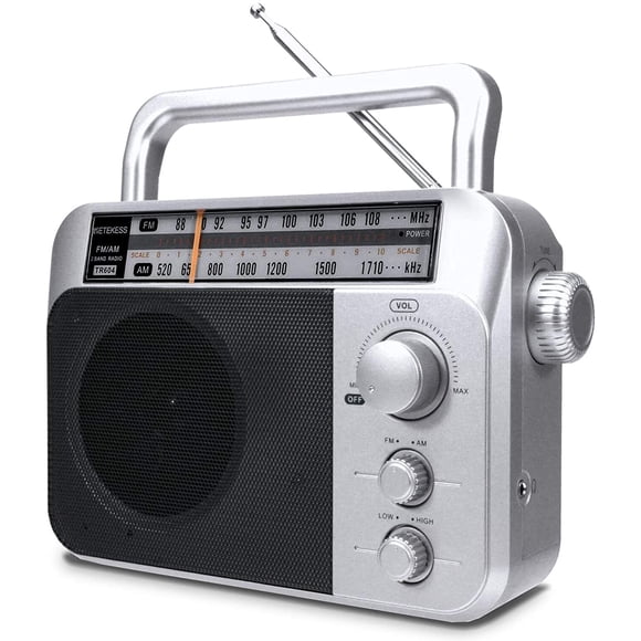 Retekess TR604 Fathers Day Gifts Analog AM FM Radio, Portable Transistor Radio for Dad and Husband(Sliver)