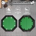 thumbnail image 3 of Table de Poker Octogonale pour 8 Joueurs avec Cadre en Métal, Barre Rembourrée Résistante à l'Eau et Porte-Gobelets en Acier Inoxydable – Parfaite pour le Texas Hold'Em, le Blackjack et les Jeux de Casino à Domicile, 3 of 8