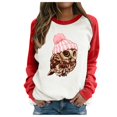 thumbnail image 1 of Black Sweater women Owl Print Stitching Contrast Color Top Sweater Long Sleeves, 1 of 1