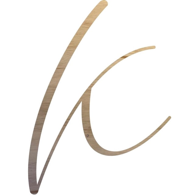 Unfinished Wood Letter K, Craft Alphabet 4'' Tall Wooden Letter Wall Décor, Bellany Script Font