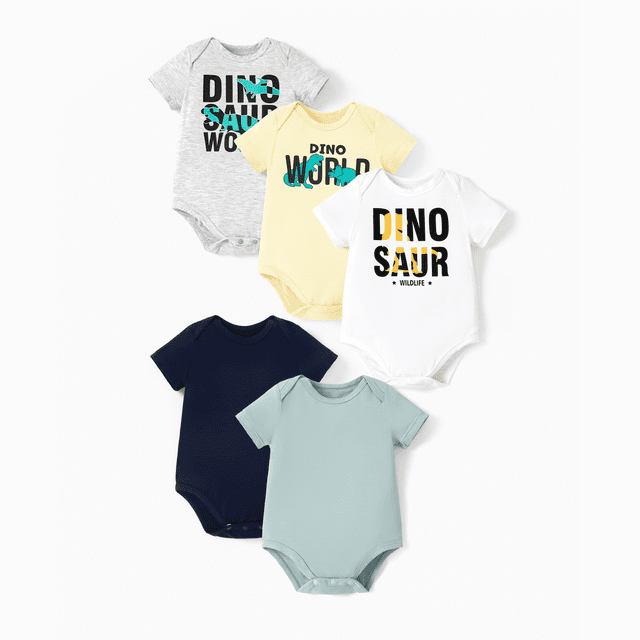 PatPat Bambou Lot de 5 Barboteuse Décontractée pour Bébé Garçon/fille