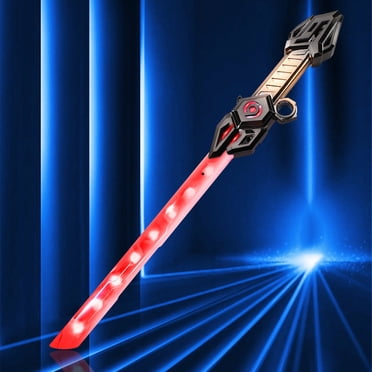 Épée Télescopique à Double Lame Lumineuse à DEL / Effets Sonores / Sabre Laser Rétractable pour Garçons / Accessoire de Cosplay / Arme à Double Tranchant Lumineuse Cool / Construction en Plastique Sécuritaire / 1 Paquet