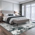 thumbnail image 4 of KIRFEIHT Modern Abstract Area Rug 5x7 Living Room Carpet Machine Washable Rug Non Slip Bedroom Carpet Dorm Rugs Nursery Rug Stain Resistance Mat for Dining Room Wool Indoor Rug Gray Black Blue, 4 of 7