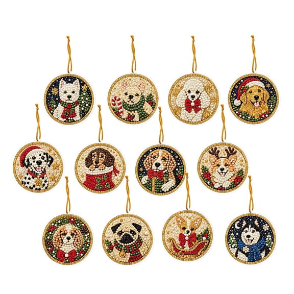 ZZHZGZ Todays Deals Clearance Sale Diy Pearl Art Painting Christmas (Pearl White) Festive Designs Rhinestones & Pearls Rope Included 8Cm/3.1" Round Pendants Kids & Adults Craft