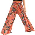 thumbnail image 1 of Pantalons de Plage Boho pour Femmes Taille Haute Décontractée Ample Jambe Grand Droite Imprimée, 1 of 5