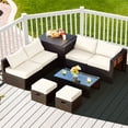 thumbnail image 3 of Gymax 8PCS Patio Rattan PE Wicker Conversation Set All-Weather Furniture Set w/ Cushions Off White, 3 of 8