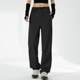 thumbnail image 3 of Ohufall Pantalon Cargo pour Femmes Pantalon à Jambe Grand Ample Extensible Pantalon Mode Urbaine Taille Haute Décontracté Imperméable Pantalon de Randonnée Extérieur avec Poches Pantalon pour Femmes, 3 of 4