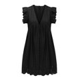 thumbnail image 3 of Ketyyh-chn99 Robes pour Femmes Grande Taille Robe Élégante de Soirée pour Femme Manche à Volants Jupe Évasée à Étages Mini Robe Noir,m, 3 of 4