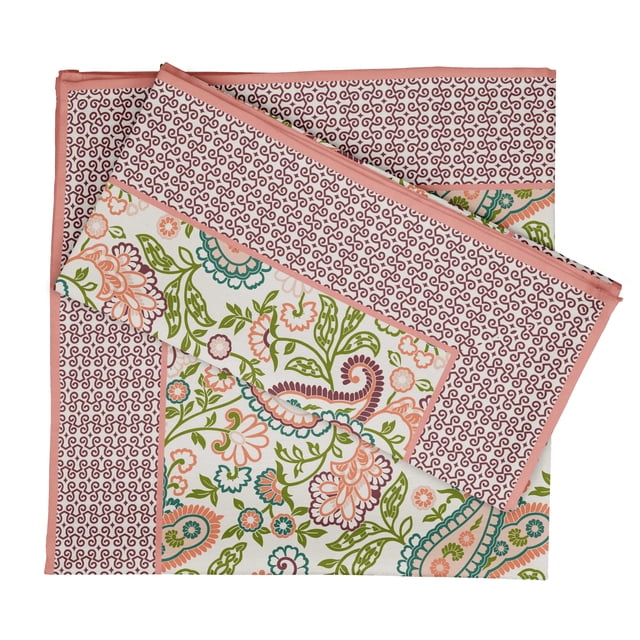 Vargottam Collection de Luxe Linge de Table Décor Serviette en Coton Tissu Imprimé Serviettes Réutilisables Ensemble de 6, 20 X 20 - Motif Cachemire Asiatique