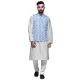 thumbnail image 1 of Atasi Traditional Mens Dupion Silk Kurta Pajama Set With Nehru Jacket Men Wear, 1 of 3