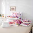 thumbnail image 4 of Ensemble de Literie « Bed in a Bag » Pink Unicorn Taille Très Grand 7 Pcs, Ensembles de Literie Fleurs de Rose Drap-Housse Château de Rêve, Mignon Ensemble de Draps Dessin Animé Cheval Animal avec Couette, 4 of 6