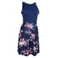 thumbnail image 1 of Milaget Robe Décontractée Ample pour Femme à Imprimé Floral, Col Licou, Sans Manches, Robe d'Été Bleu Marine m, 1 of 9