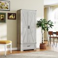 thumbnail image 2 of HOMCOM Armoire de Garde-Manger Style Ferme, Armoire de Cuisine, Gris Pâle Vieilli, 2 of 10