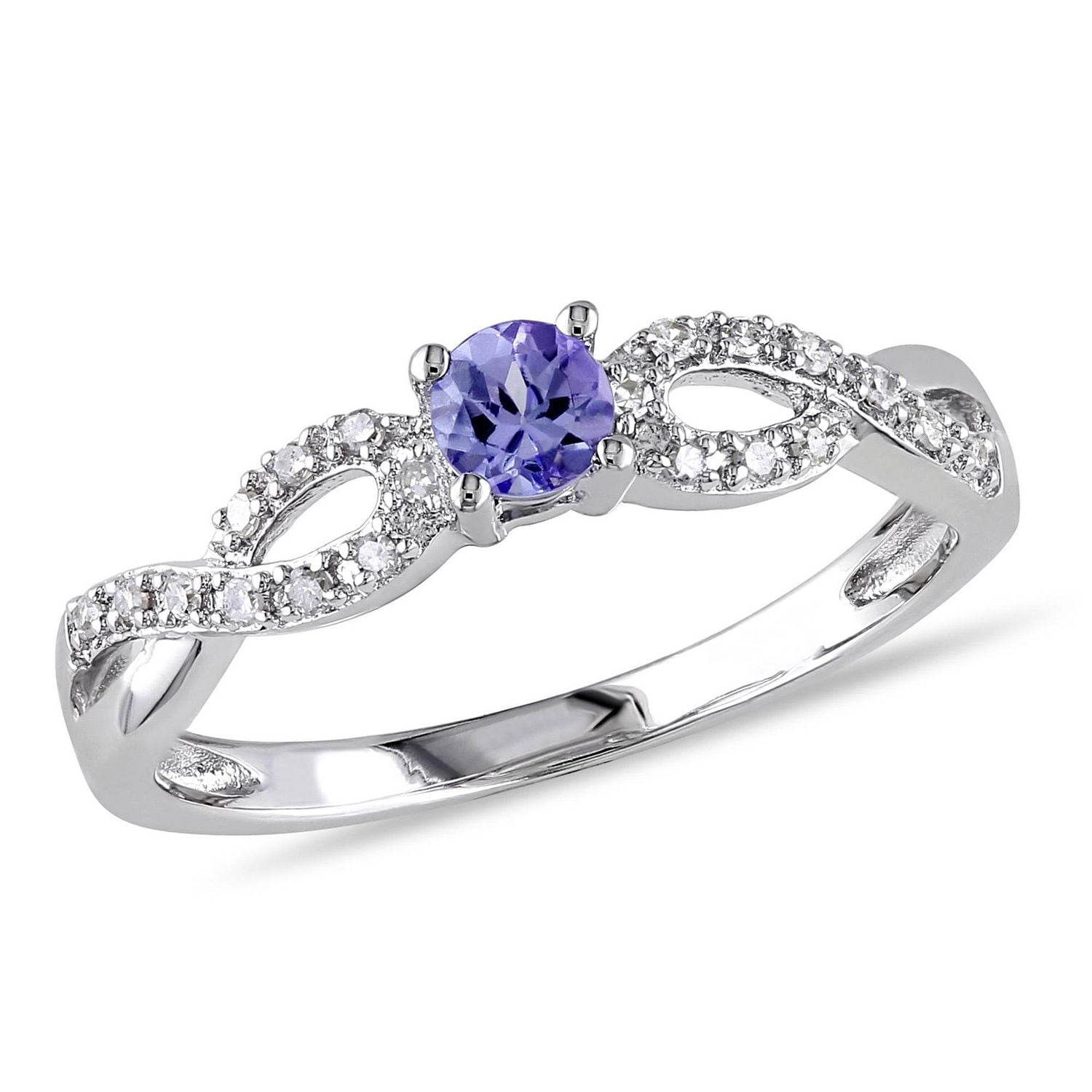 Tangelo 0.17 Carat T.G.W. Tanzanite And Diamond-Accent Sterling Silver Cross-Over Ring