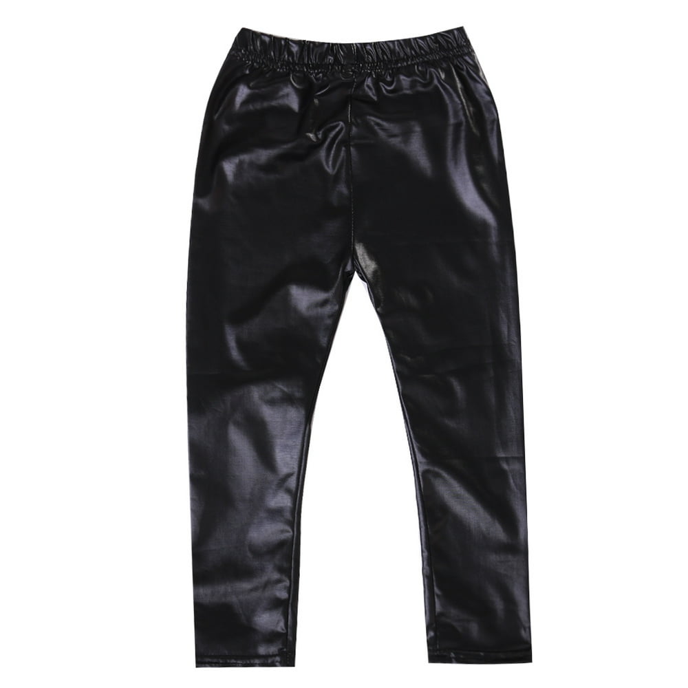 Leggings Moulants Extensibles en Cuir pour Bébés Filles