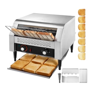 KFFKFF Industrial Conveyor Grille-pain, 450 Unités/heure Convoyeur Ceinture Machine à griller, Four industriel en acier inoxydable robuste, Service d'alimentation électrique Grille-pain commercial pour Toast, Bun, Bagel, Pain