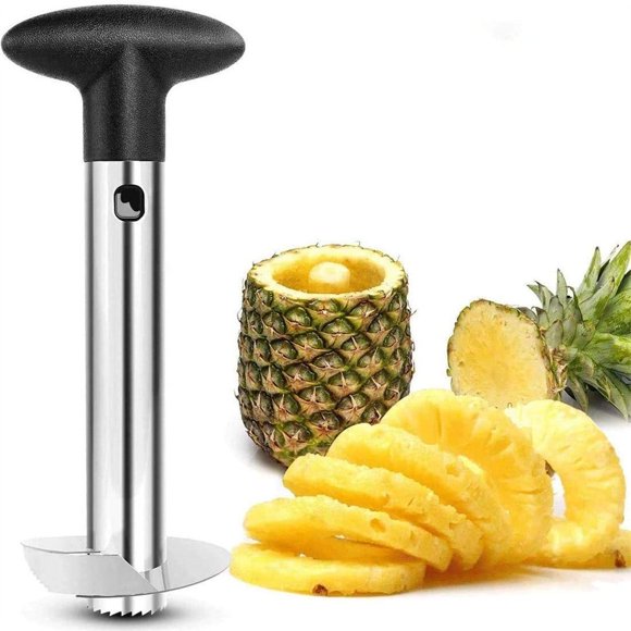 Kitchen Pineapple Corer and Slicer tool - Stainless Steel Pineapple Cutter for Easy Core Removal & Slicing - Super Fast Pineapple Slicer and Corer Tool Saves you Time (Black)