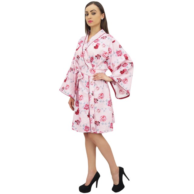 Bimba Kimono à Imprimé Floral pour Femmes en Popeline de Coton, Tenue de Nuit de Mariée, Couvre-Maillot - 10