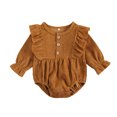 thumbnail image 1 of Kmbangi Baby Romper, Solid Color Round Neck Long Sleeve Bodysuit Jumpsuit, 1 of 7