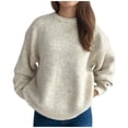 thumbnail image 1 of Besolor Sweaters for Women Fall Long Sleeve Casual Loose Knitted Solid Color Basic Pullover Sweater Tops, 1 of 3