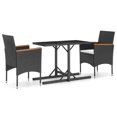 thumbnail image 2 of vidaXL 3 Piece Garden Dining Set Black, 2 of 5