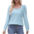 thumbnail image 1 of Timegard Hauts à Oeillets pour Femmes Col Rond Manches Longues Bouffantes T-Shirts Transparents Chic Décontracté Hauts Amples, 1 of 5