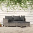 thumbnail image 1 of vidaXL 3 Piece Garden Lounge Set with Cushions Grey Poly Rattan, 1 of 5