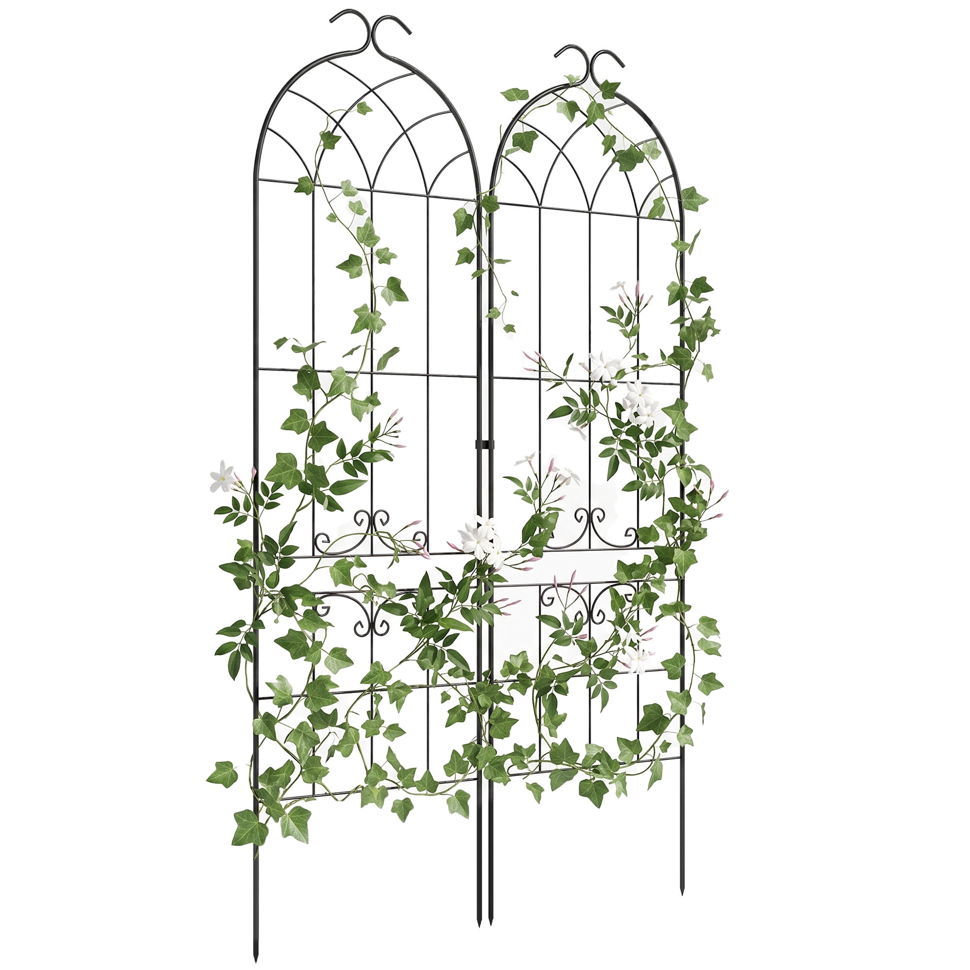 Outsunny 2 Pcs Garden Trellis for Climbing Plants, Outdoor Metal Trellis