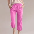 thumbnail image 2 of Plebaso Pantalons Capris Garçons Filles Coton Lin Cordon de Serrage Pantalons Décontractés Légers Raccourcis avec Poches, 2 of 5