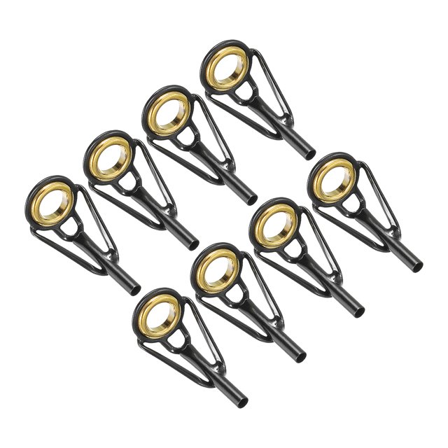 Unique Bargains Trousse de Réparation d'Embout de Canne à Pêche en Acier Inoxydable 1,8 mm, Guide d'Anneau de Canne de Remplacement, Doré, Lot de 8