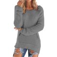 thumbnail image 1 of WZXFASHION Womens Casual Solid Long Sleeve Jumper Sweaters Blouse Spring Savings Clearance designer pullover sweater, 1 of 4