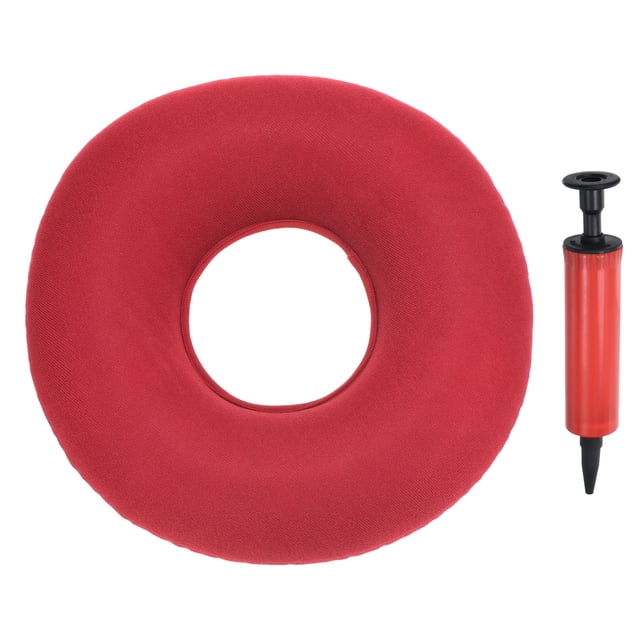 Unique Bargains Inflatable Seat Cushion, Portable Donut Cushion Backrest Seat Donut Pillow, Red