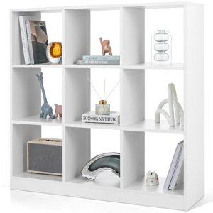 Giantex 9-Cube Bibliothèque, étagère ouverte autoportante avec kit anti-découpage, organisateur de rayonnage d'affichage au sol en bois