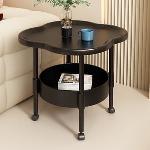 Table latérale compacte en plastique - 17.32x17.32x18.9 Inch Table de chevet pour appartements, Table de nuit moderne en noir/blanc/café/vert, Table d'extrémité d'espace pour salon ou chambre à coucher