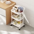 thumbnail image 1 of Aodebiao 3-Tier Rolling Utility Cart – Large Mobile Storage Shelf with Wheels, Adjustable Kitchen & Bathroom Organizer Rack for Snacks, Pantry, Shoes – Black/White, 1 of 6