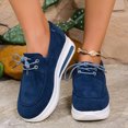 thumbnail image 2 of Chaussures de Marche à Plateforme Compensée pour Femmes Printemps Automne Confortables en Suède à Lacets Épaisses Espadrilles Mode Mocassins, 2 of 8