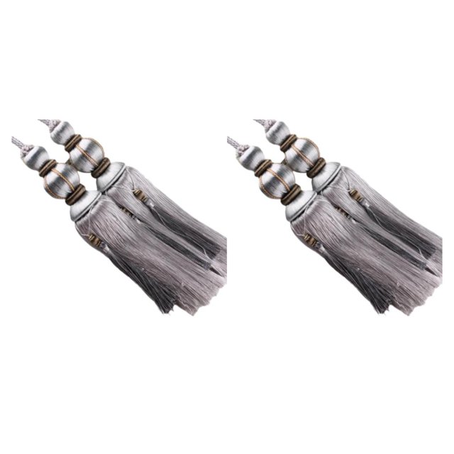 Decodeary Lot de 2/lot Rideau Haut à Franges Facile à Excellent Décor pour Grand Application Polyester Adapté Gris Argenté 2Ensemble