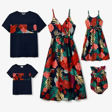 PatPat Family Matching Outfits Mommy and Me Dresses and Short-sleeve T-shirts Sets for Men