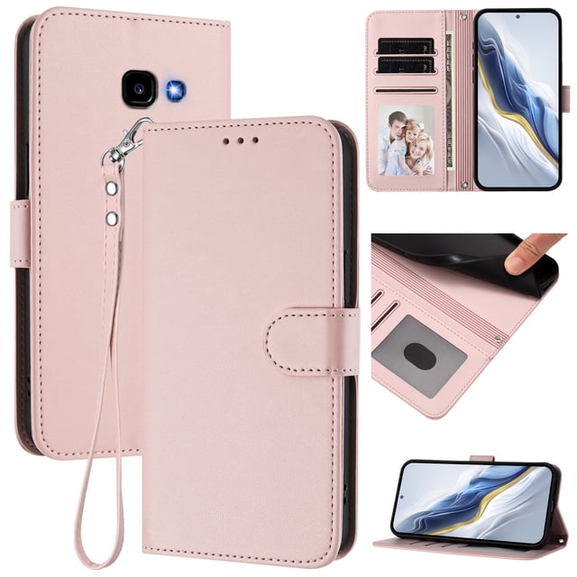 GANGXUN Wallet Case for Samsung Galaxy A5 2017 – Magnetic Closure, RFID Blocking, Wrist Strap, Wireless Charging Compatible