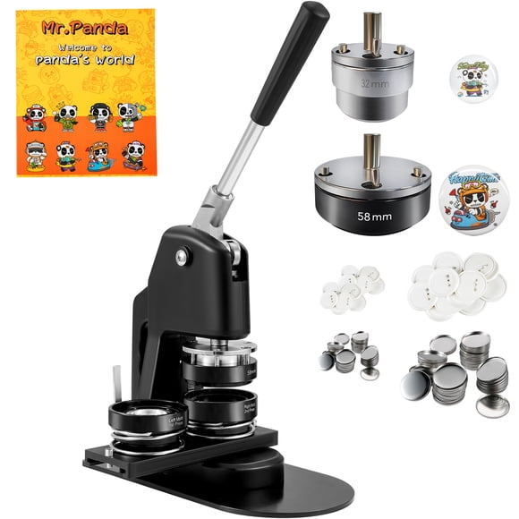 KFFKFF Pin Crafting Device, Versatile 1.25 & 2.25 Inch Badge Creation Set, Kids' DIY Gift Pin Producer, Includes 500 Button Components, Circle Cutter & Instruction Guide