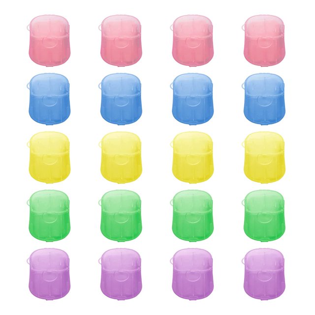 SUTENGDA 10 Boxes Soap Paper Sheets Mini Portable Disposable Travel Soap Sheets Hand Washing Cleaning Soap Slices for Outdoor Camping Hiking Random Color (200 Sheets )