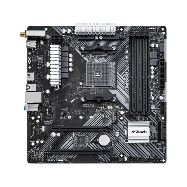 Asrock B450M-AC R2.0 Socket AM4 AMD B450-DDR4 Quad CrossFireX SATA3&USB3.2 M.2 WiFi & Bluetooth Micro ATX Carte Mère