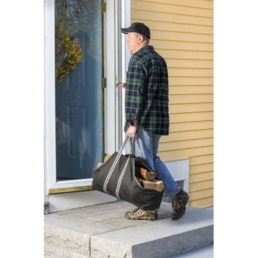 Grand sac pour bois de chauffage, 28 x 9 x 18 po, noir et gris