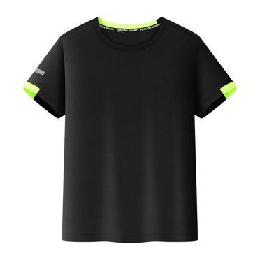 Raenseen Kids Boys Short Sleeve Dry-Fit Sport Tops Moisture Wicking Athletic Performance T-Shirt Black 150