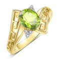 thumbnail image 3 of RYLOS Rings for Women 14K Yellow Gold Greek Key Designer Ring 9X7MM Gemstone & Diamond Ring August Peridot Jewelry  Size 9, 3 of 7