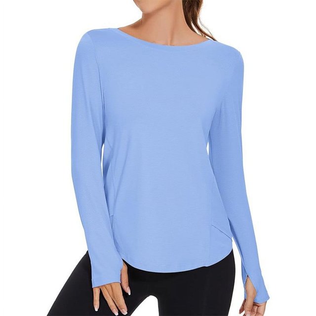 asjyhkr Chandails à Manches Longues pour Femmes Chandails de Protection Solaire Col Ras du Cou Coupe Ample Extensibles Doux Confortables T-Shirts