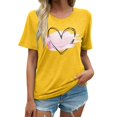 thumbnail image 1 of LUOGENLI T-shirts pour Femme pour Femmes Mode Décontractée T-shirts Imprimés Col Rond Manches Courtes T-Shirt Hauts Tunique Blouse T-shirts pour Femmes T-shirts Graphiques T-shirts Pêche Saint-Valentin Jaune m, 1 of 4