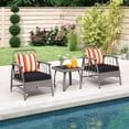 thumbnail image 4 of Costway Ensemble de Mobilier de Patio en Rotin PE 3 Pcs avec Dossier Réglable à 5 Niveaux Ensemble Bistro, 4 of 10