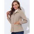 thumbnail image 3 of INSPIRE CHIC Women's Drawstring Waist Flap Pockets Lightweight Utility Jacket Light Khaki XS, 3 of 5