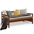 thumbnail image 1 of Giantex Twin Size Wooden Slats Daybed Frame, Sturdy Sofa Support Platform W/Rails and Full Wooden Slats Support, Home Furniture for Bedroom Living Room, Cherry, 1 of 8